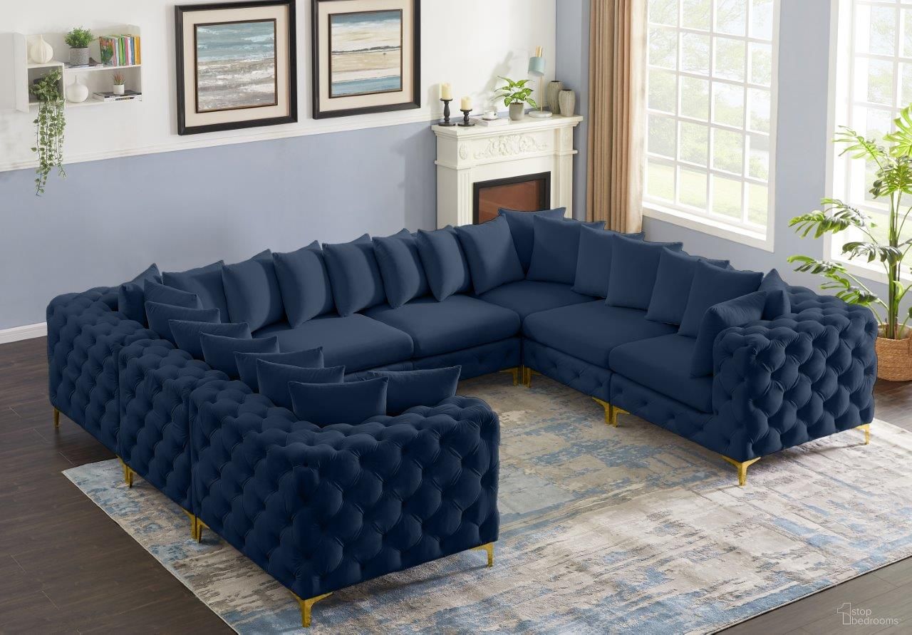 Tremblay Velvet 8 Piece Modular Sectional In Navy