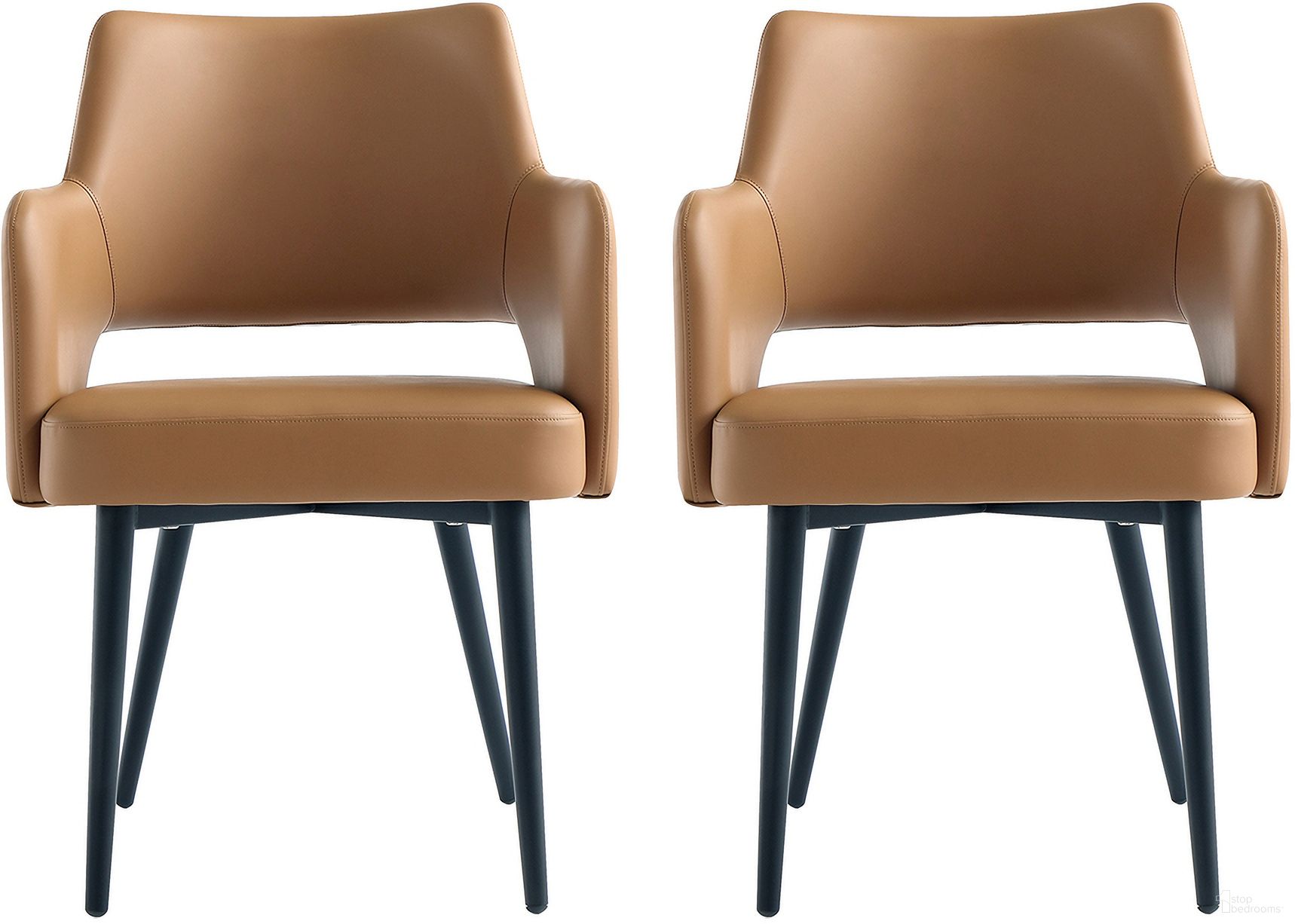 The appearance of Tremont Dining Arm Chair Set of 2 In Saddle designed by Manhattan Comfort in the modern / contemporary interior design. This saddle piece of furniture was selected by 1StopBedrooms from Tremont Collection to add a touch of cosiness and style into your home. Sku: DC104AR-SD;DC104AR-SD. Material: Metal. Chair Type: Arm Chair.