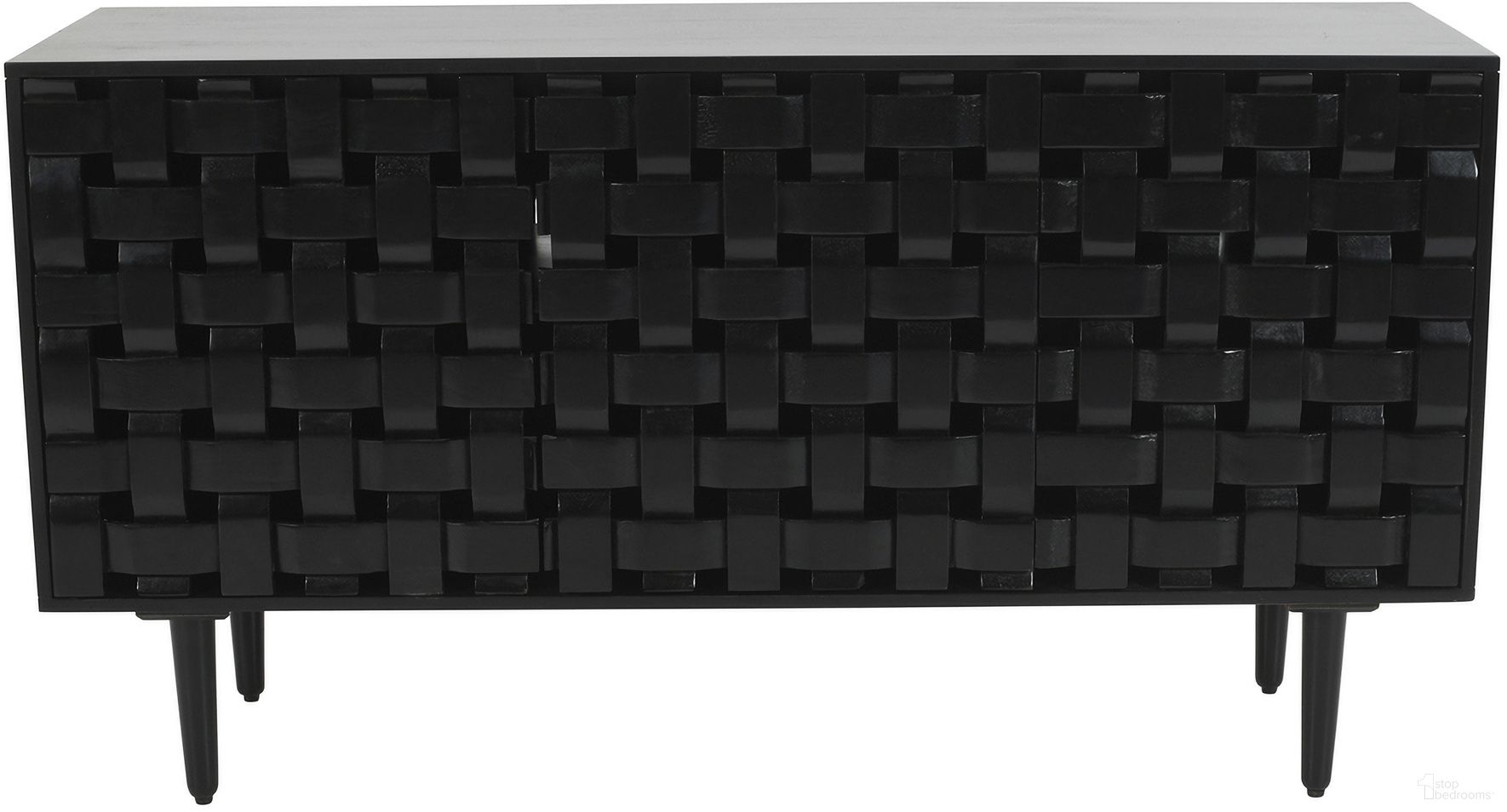 The appearance of Trent 60 Inch Carved Sideboard Storage Cabinet In Black designed by Jofran in the modern / contemporary interior design. This black piece of furniture  was selected by 1StopBedrooms from Trent Collection to add a touch of cosiness and style into your home. Sku: 2487-60. Material: Mango.