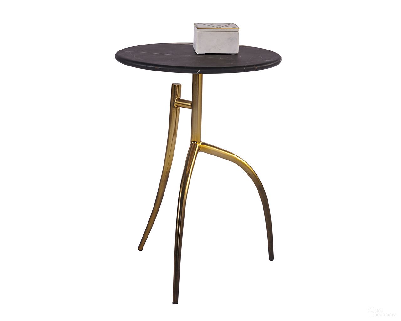 Trent End Table In Matte Black and Gold