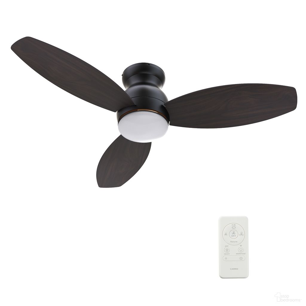Trento 48 Inch 3-Blade Flush Mount Smart Ceiling Fan with LED Light and Remote In Walnut and Black