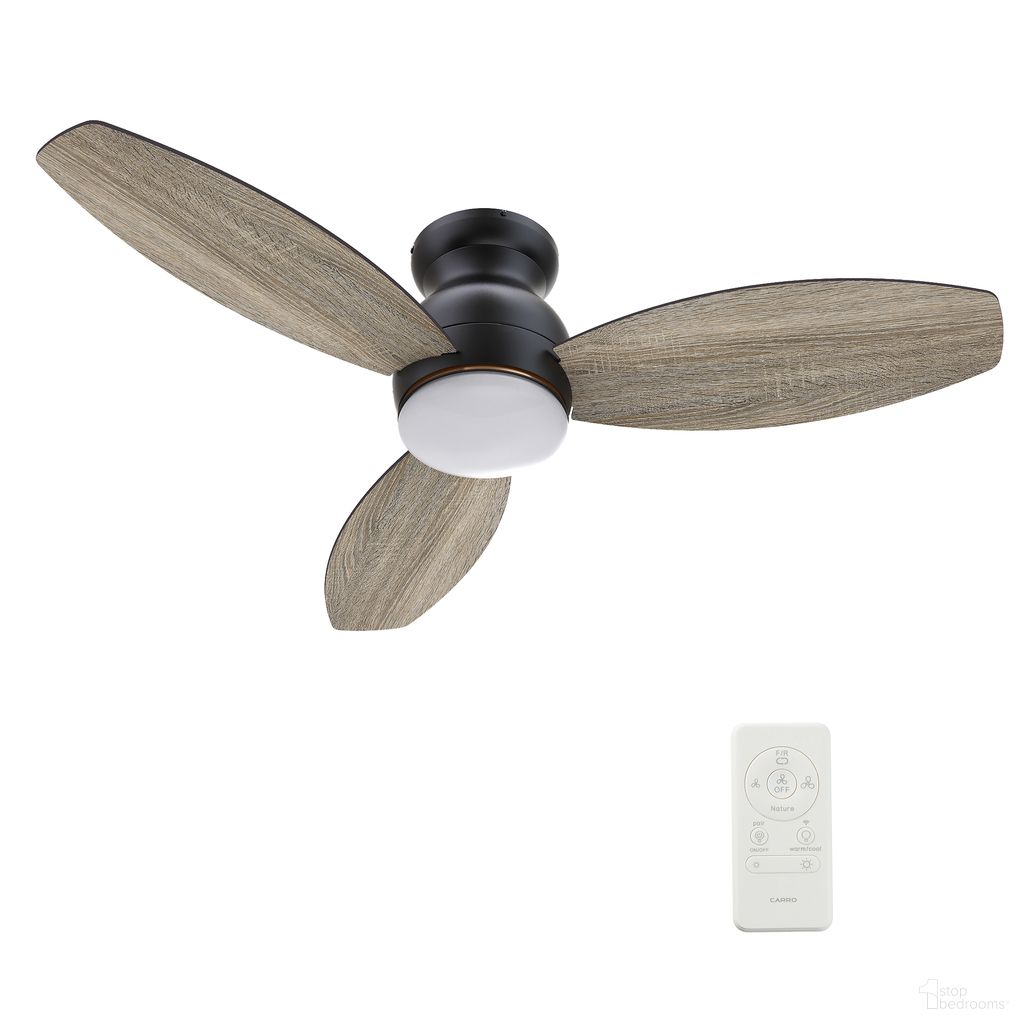 Trento 52 Inch 3-Blade Flush Mount Smart Ceiling Fan with LED Light and Remote In Walnut and Black