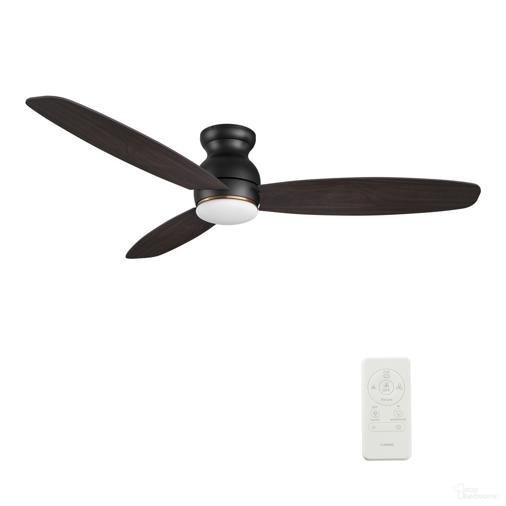Trento 60 Inch 3-Blade Flush Mount Smart Ceiling Fan with LED Light and Remote In Walnut and Black