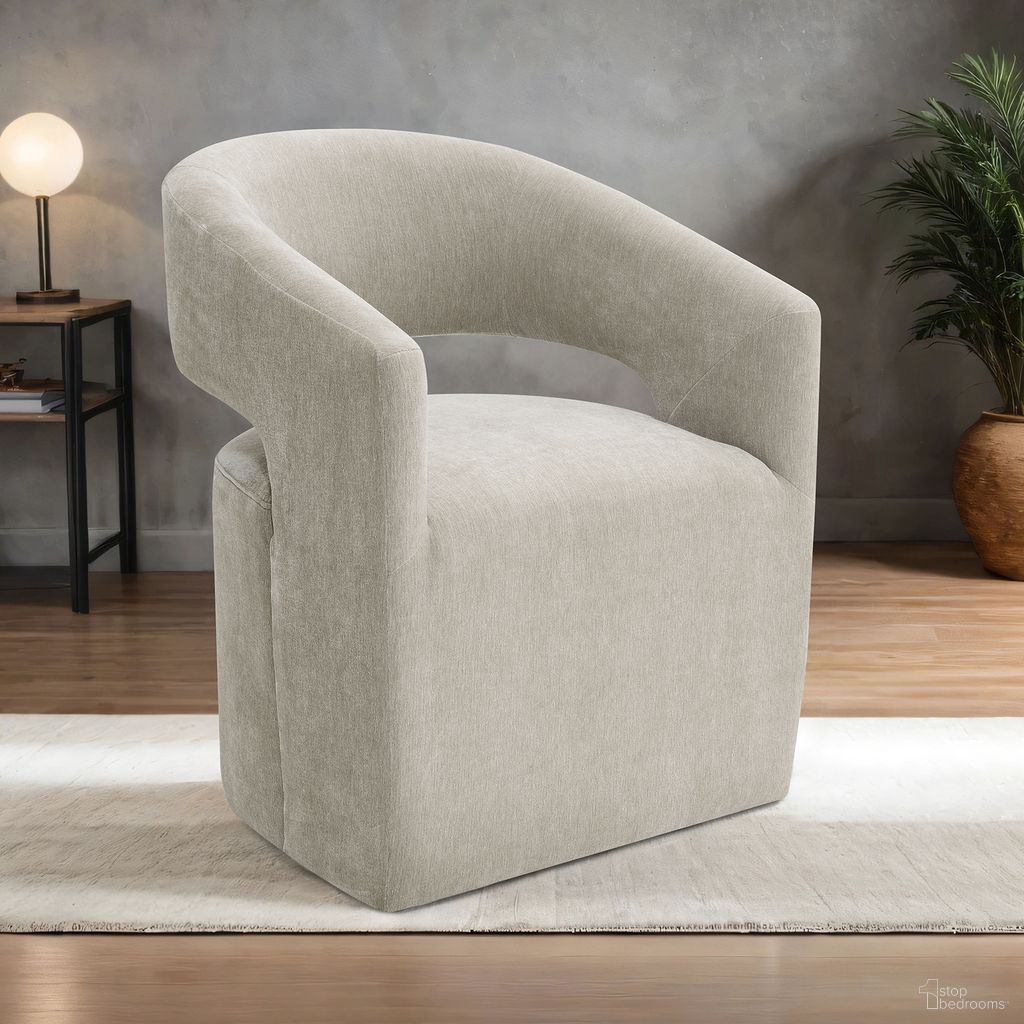 Tresa Dining Arm Chair with Casters In Taupe