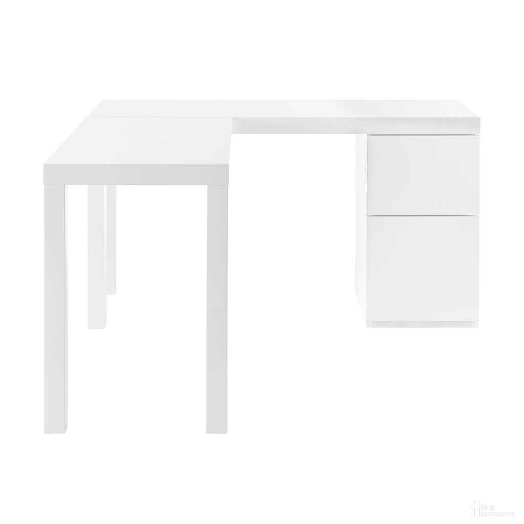 The appearance of Tresero 60 Inch L-Desk In High Gloss White designed by Euro Style in the modern / contemporary interior design. This white high gloss piece of furniture was selected by 1StopBedrooms from Tresero Collection to add a touch of cosiness and style into your home. Sku: 90634WHT-A;90634WHT-B. Material: MDF.