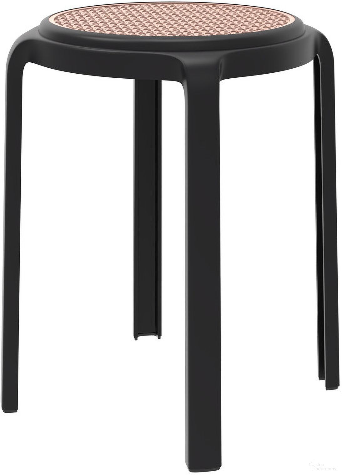 The appearance of Tresse Stackable Round Poly Stool In Black designed by LeisureMod in the interior design. This black piece of furniture was selected by 1StopBedrooms from Tresse Collection to add a touch of cosiness and style into your home. Sku: TSR13BL. Material: Plastic.