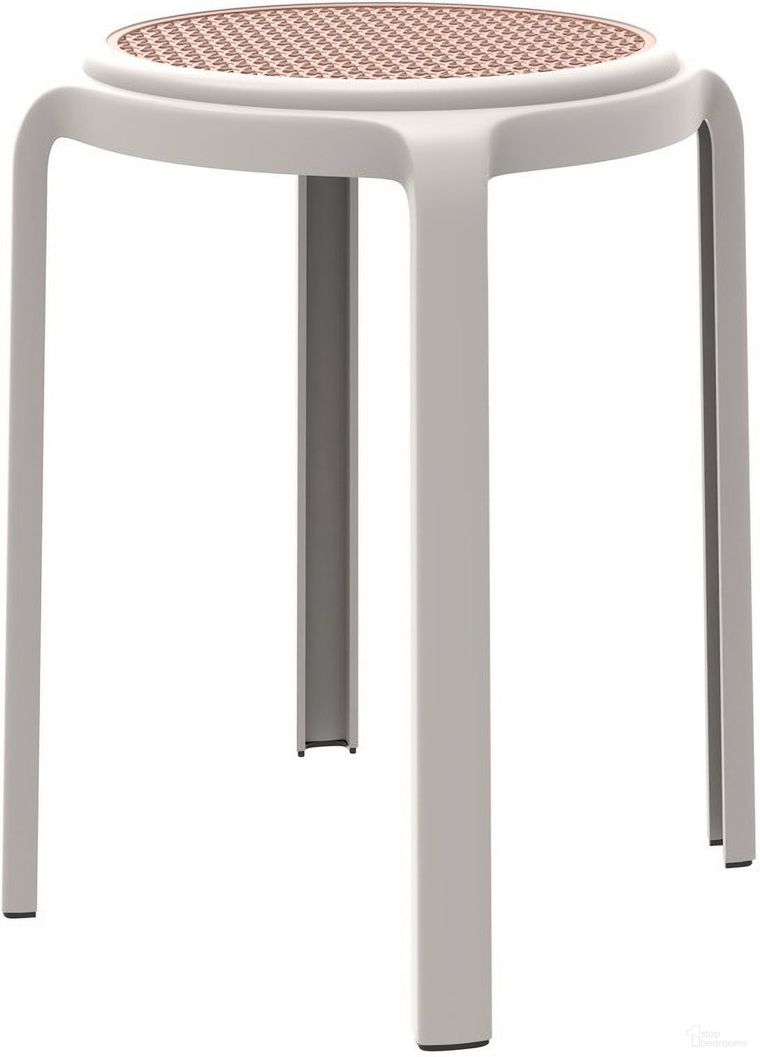The appearance of Tresse Stackable Round Poly Stool In White designed by LeisureMod in the interior design. This white piece of furniture was selected by 1StopBedrooms from Tresse Collection to add a touch of cosiness and style into your home. Sku: TSR13WH. Material: Plastic.