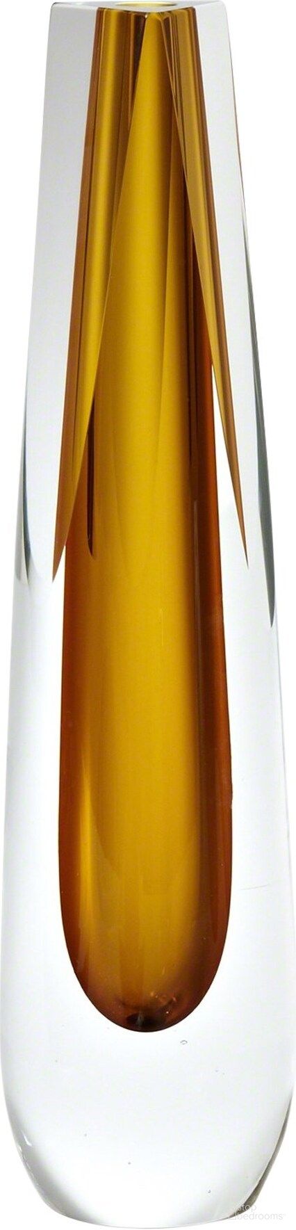 Triangle Cut Glass Vase In Amber