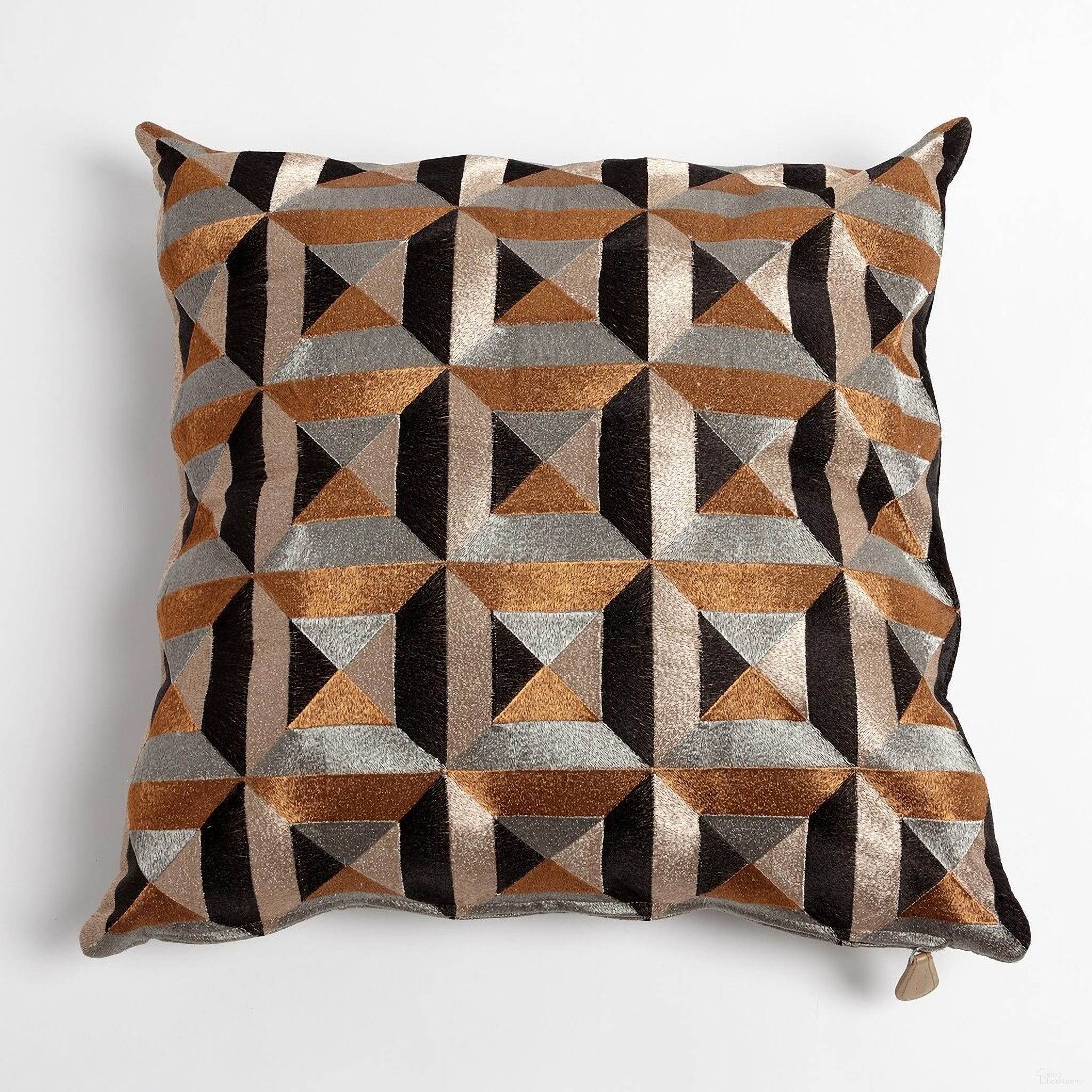 Triangle Marquetry Pillow In Black