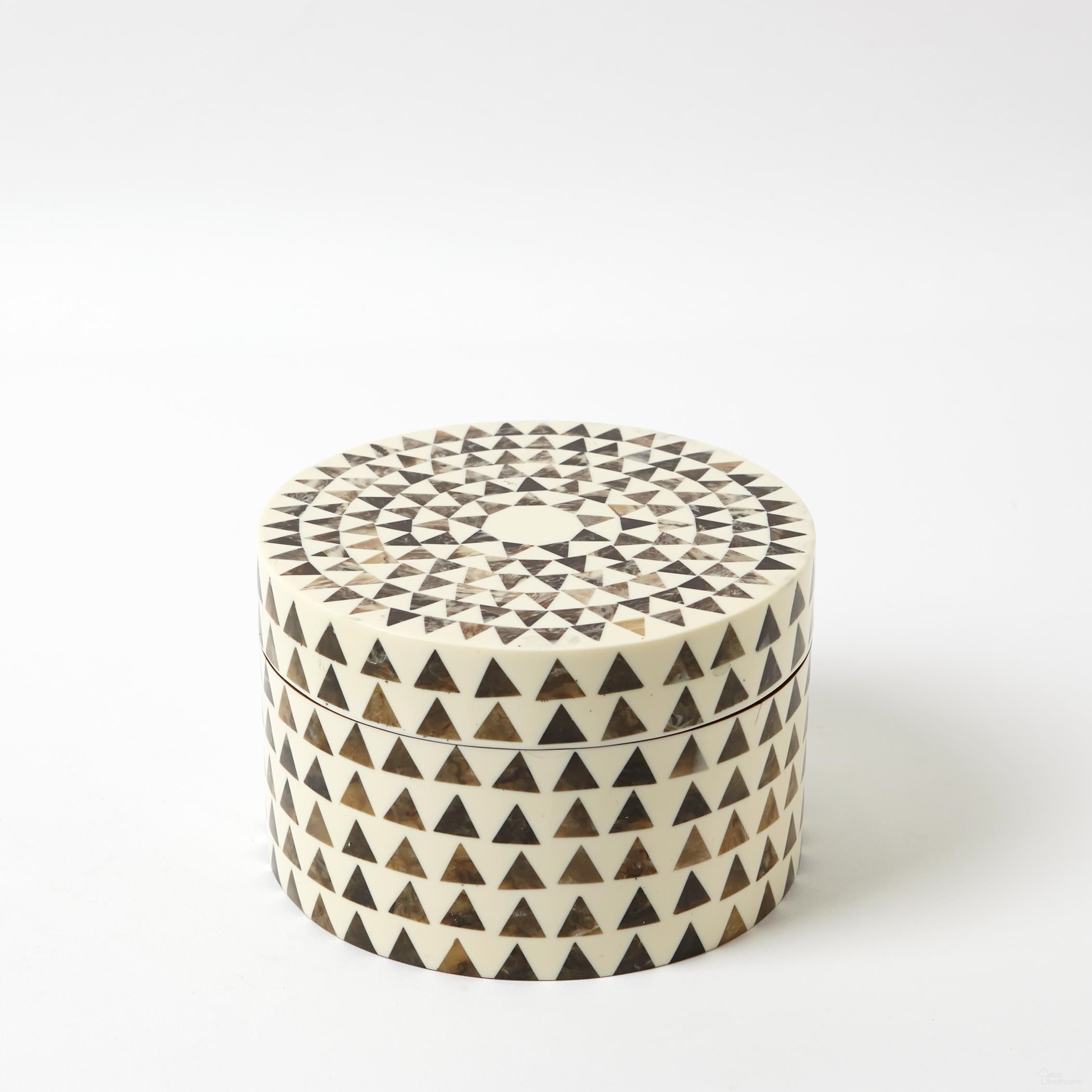 Triangle Stripe Small Round Box In Gold