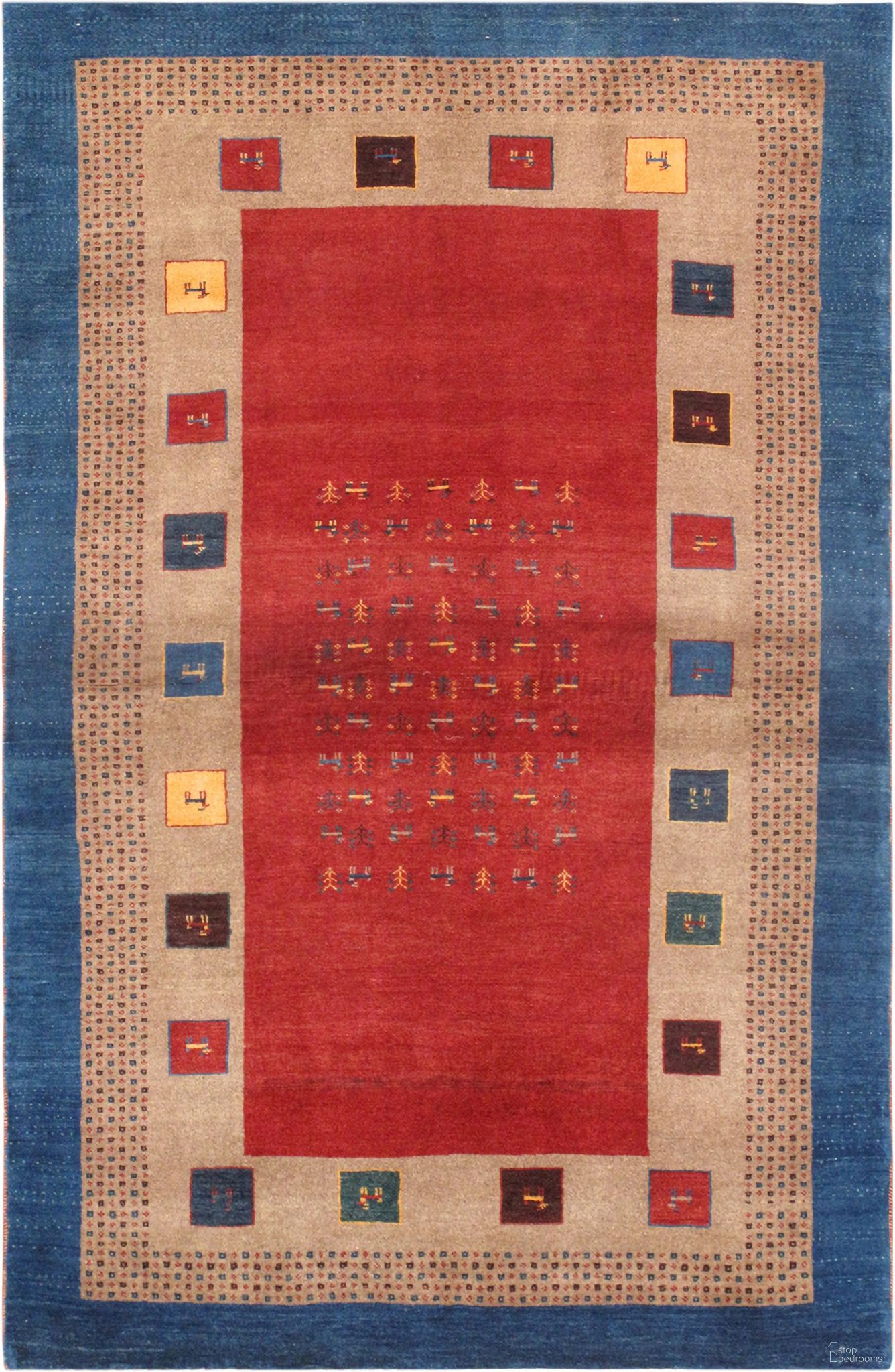 Tribal Collection Hand-Knotted Lamb's Wool Area Rug- 3' 11" x 6' 3" In Brown and Red