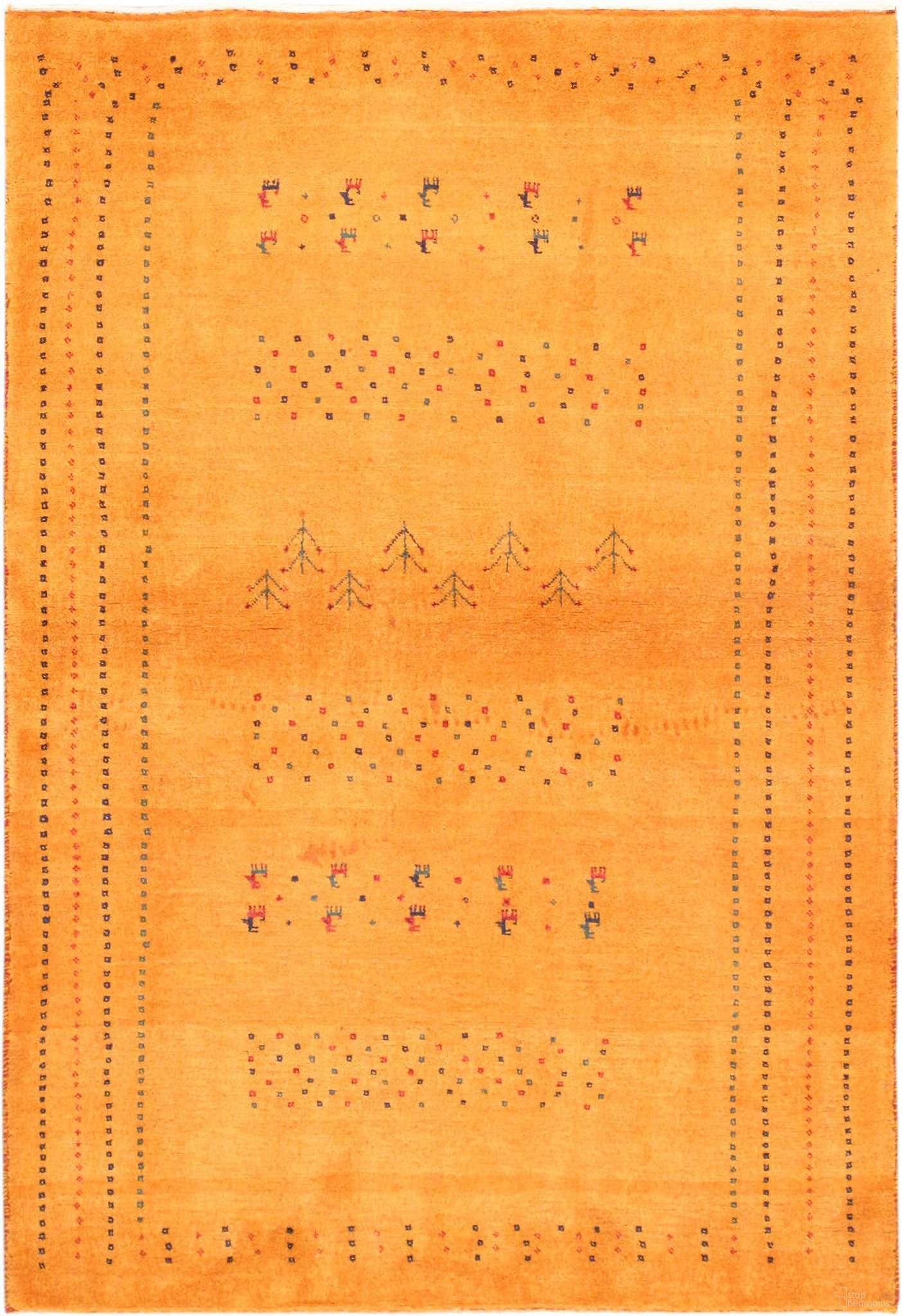 Tribal Collection Hand-Knotted Lamb's Wool Area Rug- 3' 5" x 4' 11" In Gold