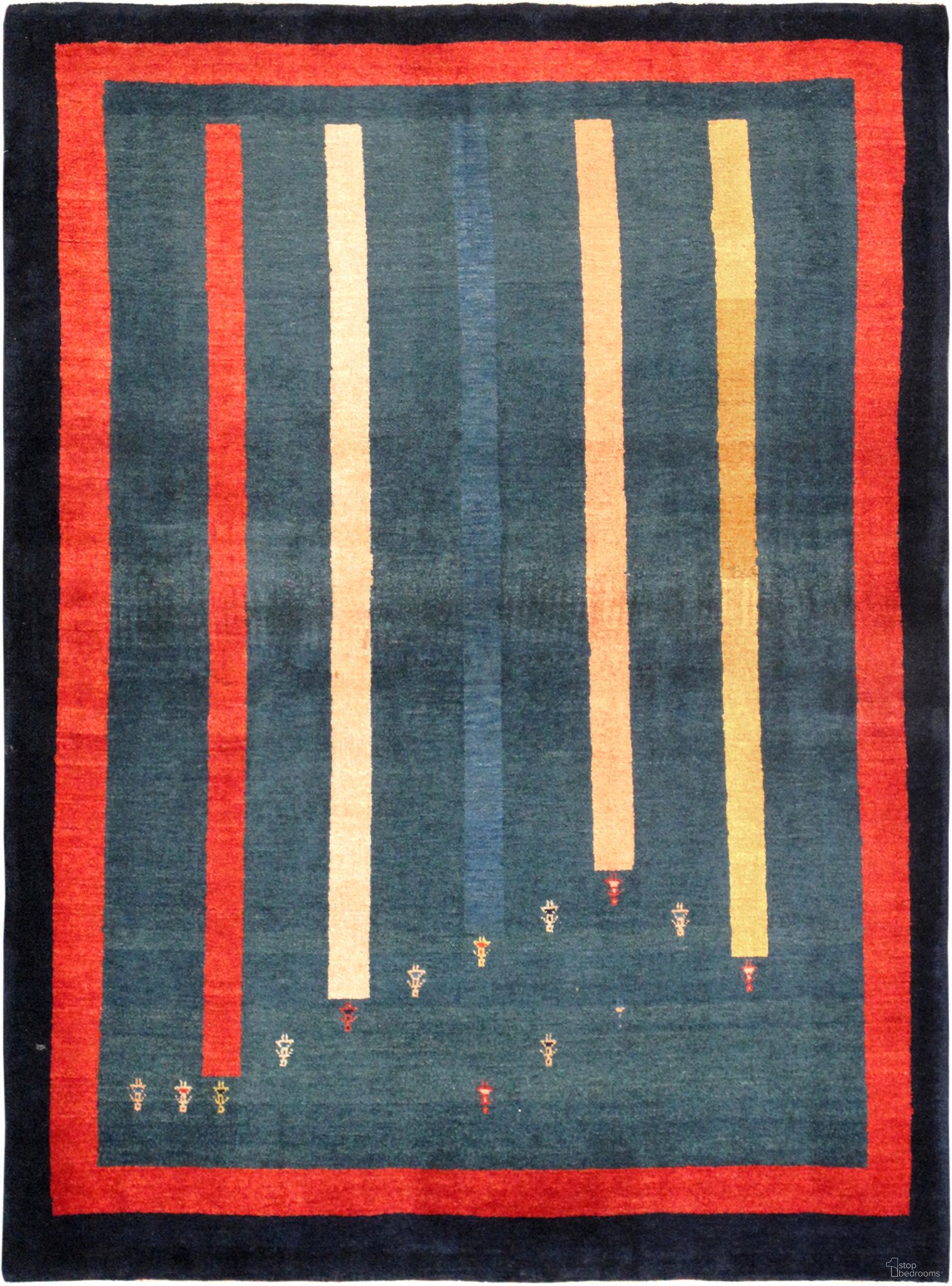 Tribal Collection Hand-Knotted Lamb's Wool Area Rug- 3' 6" x 4' 8" In Green