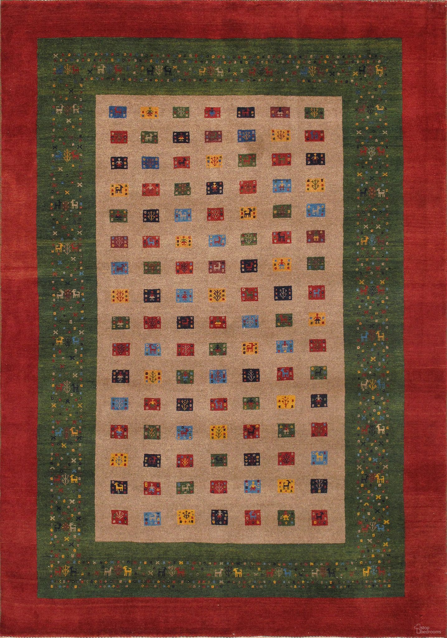 Tribal Collection Hand-Knotted Lamb's Wool Area Rug- 5' 1" x 7' 2" In Brown and Red