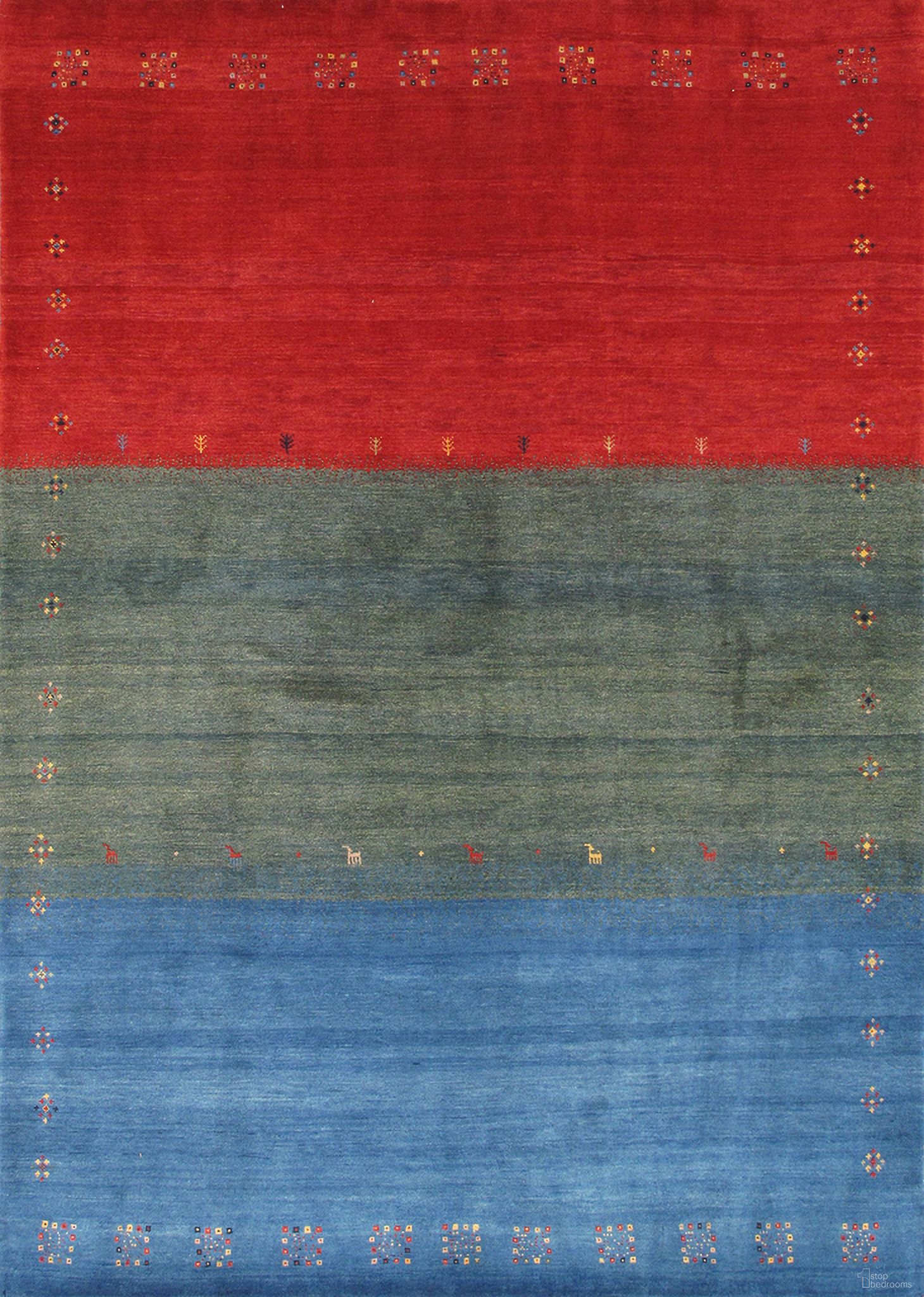 Tribal Collection Hand-Knotted Lamb's Wool Area Rug- 5' 9" x 7' 11" In Multi