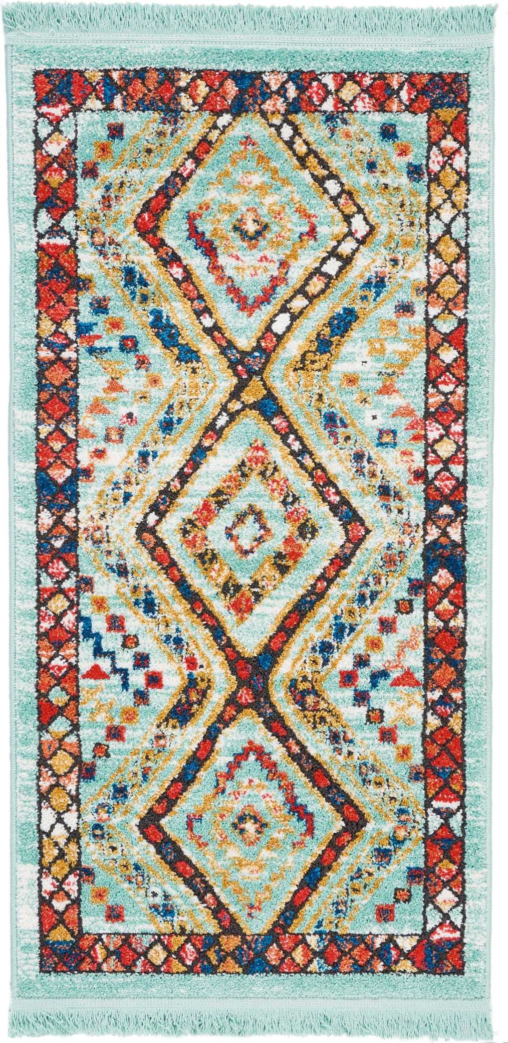 Tribal Decor Aqua 2'2" x 4'3" Area Rug