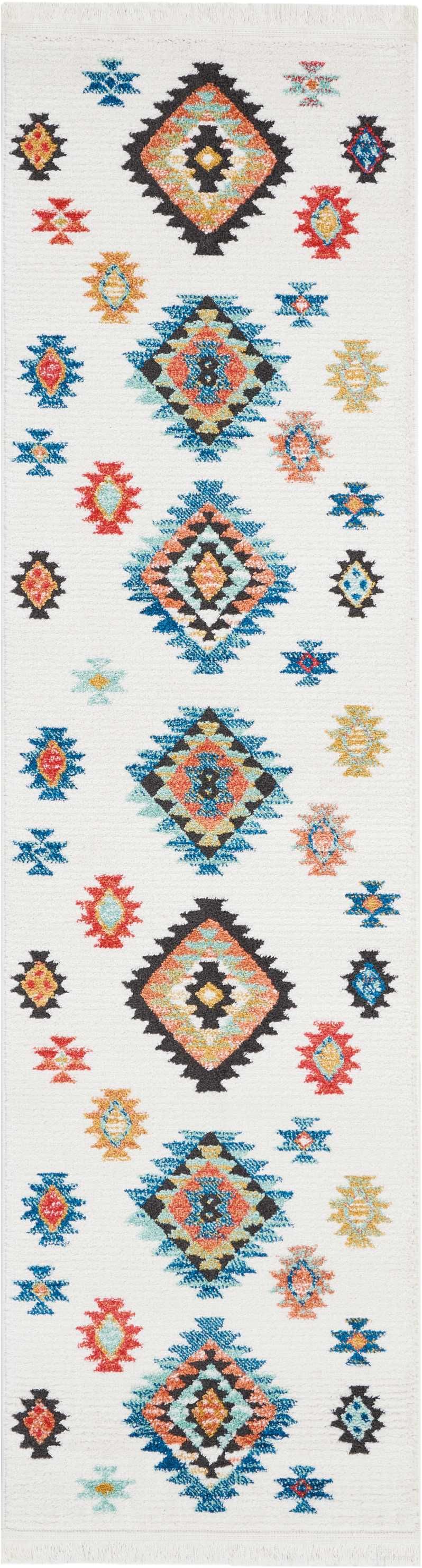 Tribal Decor 2'2" x 7'9" Runner Area Rug In Off White