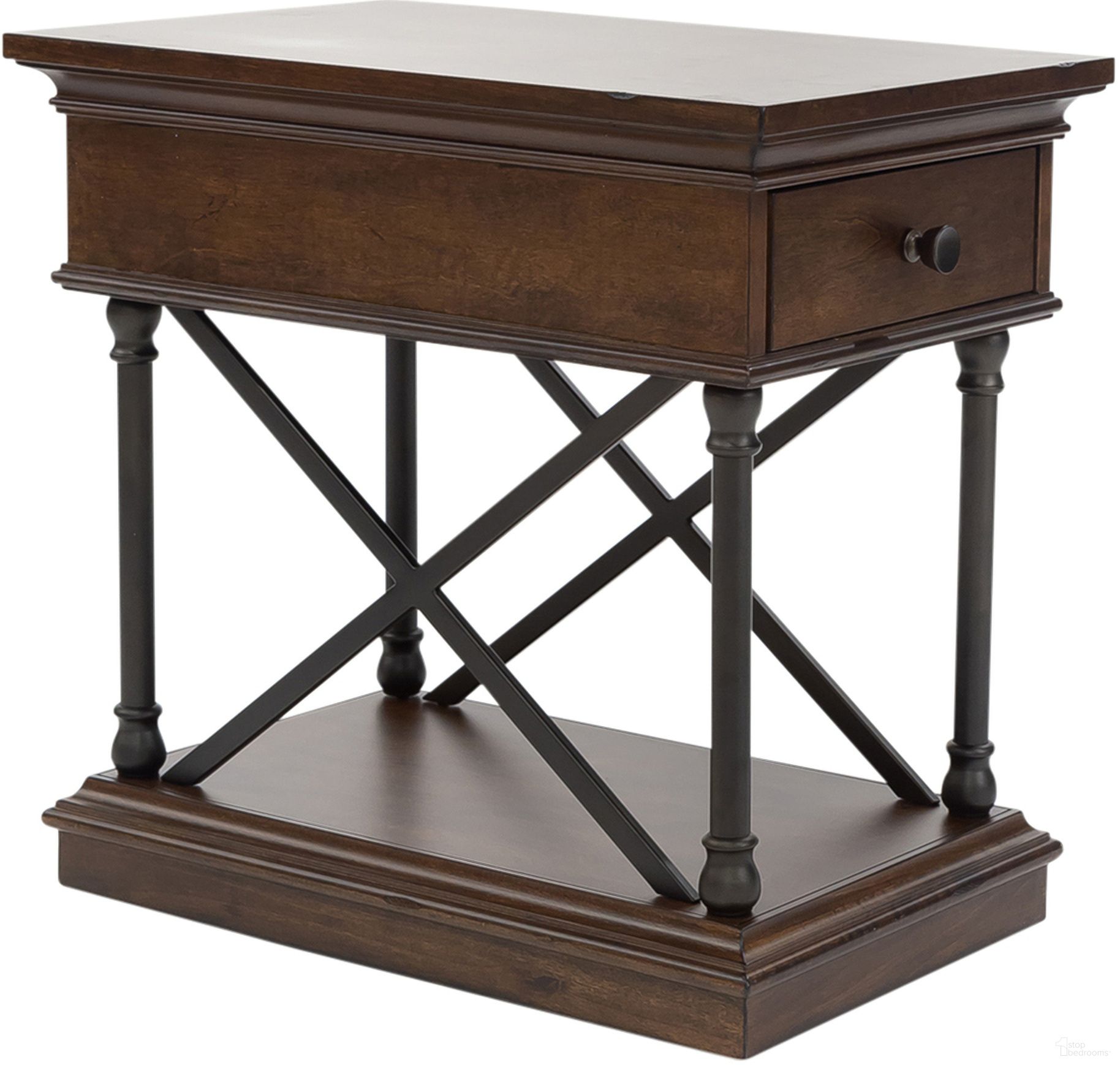 The appearance of Tribeca Drawer Chair Side Table designed by Liberty in the transitional interior design. This brown piece of furniture  was selected by 1StopBedrooms from Tribeca Collection to add a touch of cosiness and style into your home. Sku: 315-OT1021. Material: Poplar.