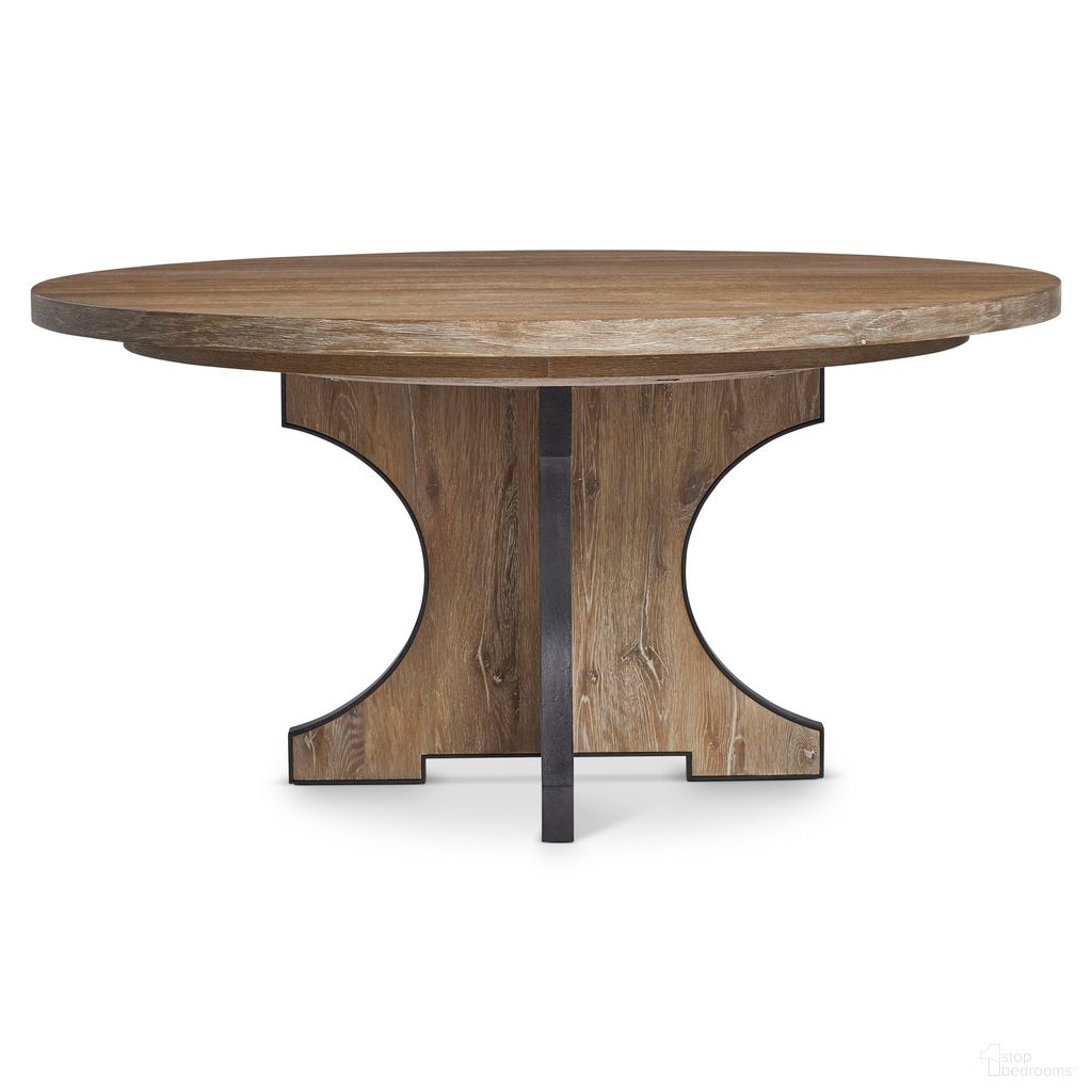 The appearance of Tribeca Round Dining Table In Aurum designed by Bernhardt in the transitional interior design. This aurum piece of furniture was selected by 1StopBedrooms from Tribeca Collection to add a touch of cosiness and style into your home. Sku: 333272;333274. Table Base Style: Pedestal. Table Top Shape: Round. Material: Wood. Size: 60".