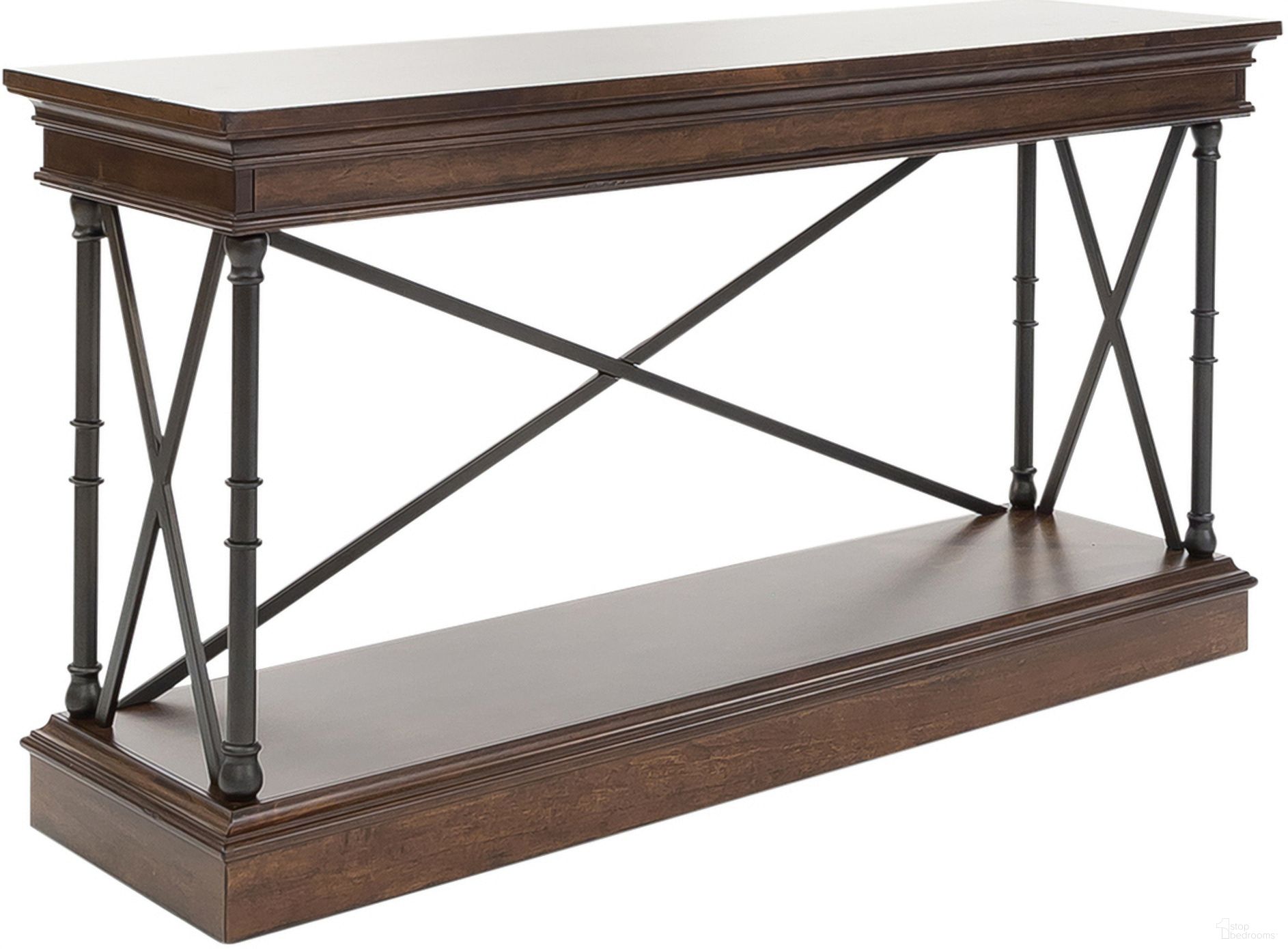 The appearance of Tribeca Sofa Table designed by Liberty in the transitional interior design. This brown piece of furniture  was selected by 1StopBedrooms from Tribeca Collection to add a touch of cosiness and style into your home. Sku: 315-OT1030. Material: Poplar.