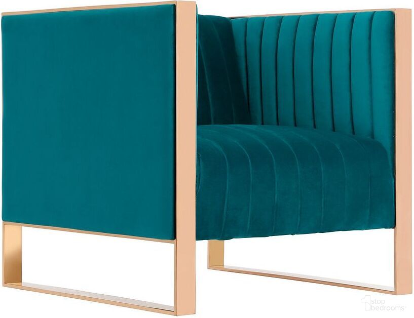 The appearance of Trillium Accent Chair in Teal and Rose Gold designed by Manhattan Comfort in the transitional interior design. This teal piece of furniture was selected by 1StopBedrooms from Trillium Collection to add a touch of cosiness and style into your home. Sku: AC055-TL. Material: Wood.