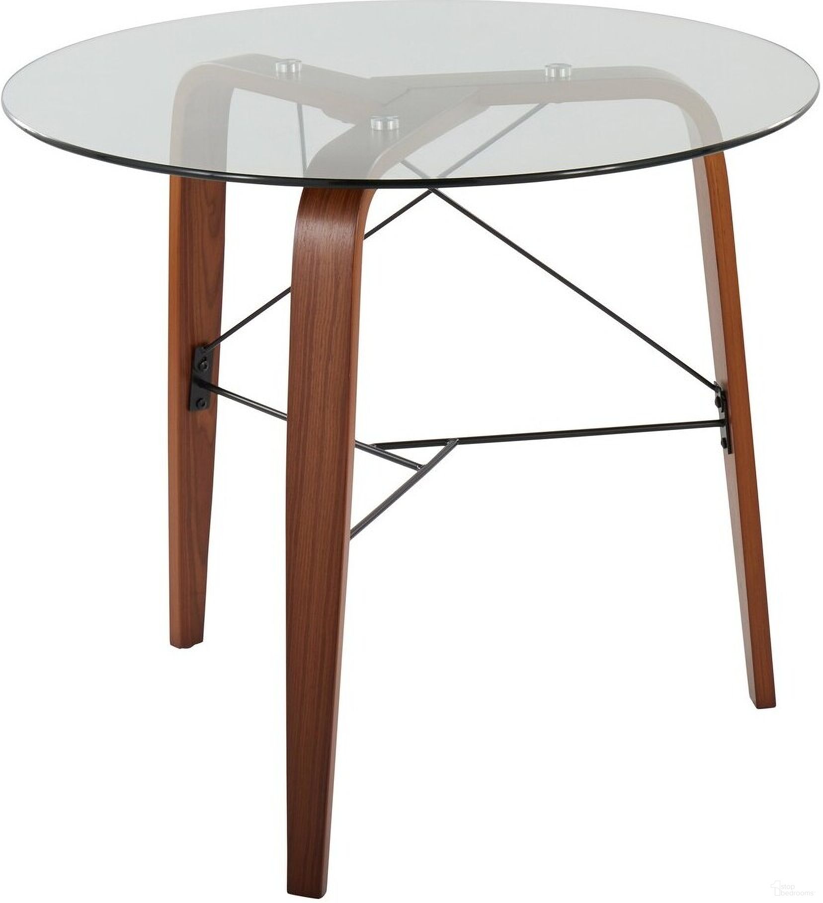 The appearance of Trilogy Round Dinette Table In Walnut designed by Lumisource in the modern / contemporary interior design. This walnut piece of furniture  was selected by 1StopBedrooms from Trilogy Collection to add a touch of cosiness and style into your home. Sku: DT-TRILO34 WL. Table Base Style: Legs. Table Top Shape: Round. Material: Steel. Size: 35".