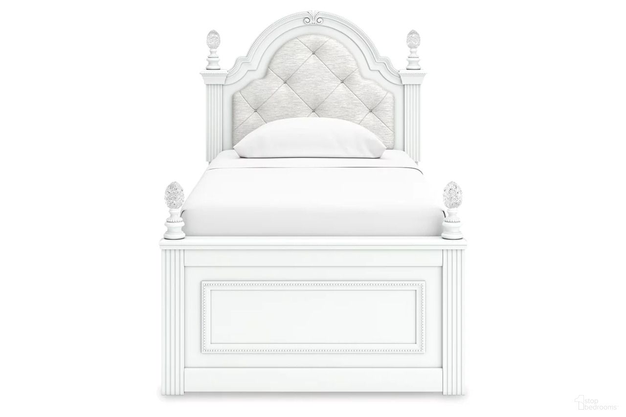 The appearance of Trindura Twin Upholstered Panel Storage Bed In White designed by Signature Design by Ashley in the traditional interior design. This white piece of furniture  was selected by 1StopBedrooms from Trindura Collection to add a touch of cosiness and style into your home. Sku: B100-11;NCB1819-150;NCB1819-153;NCB1819-52. Bed Type: Storage Bed. Bed Size: Twin.