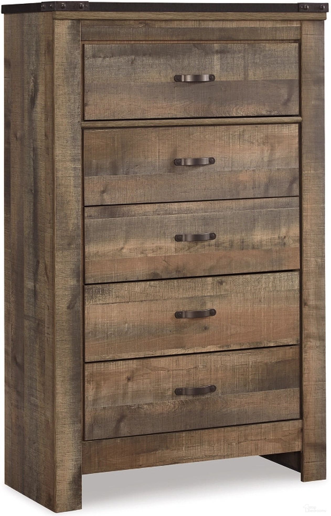 The appearance of Trinell Brown Five Drawer Chest designed by Signature Design by Ashley in the transitional interior design. This brown piece of furniture was selected by 1StopBedrooms from Trinell Collection to add a touch of cosiness and style into your home. Sku: B446-46. Material: Wood.