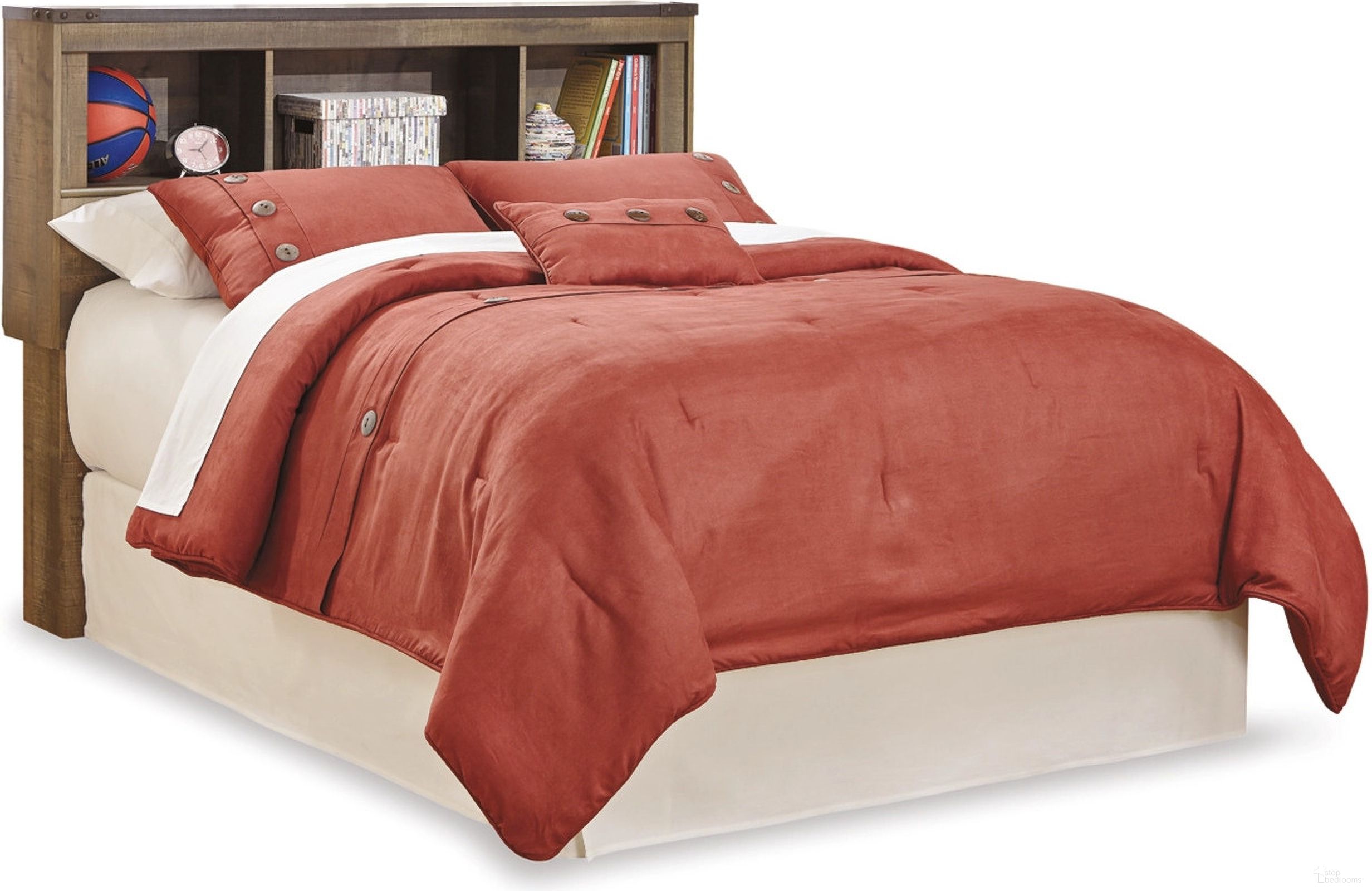The appearance of Trinell Brown Full Bookcase Headboard Only designed by Signature Design by Ashley in the transitional interior design. This brown piece of furniture was selected by 1StopBedrooms from Trinell Collection to add a touch of cosiness and style into your home. Sku: B446-65. Material: Wood. Bed Size: Full.