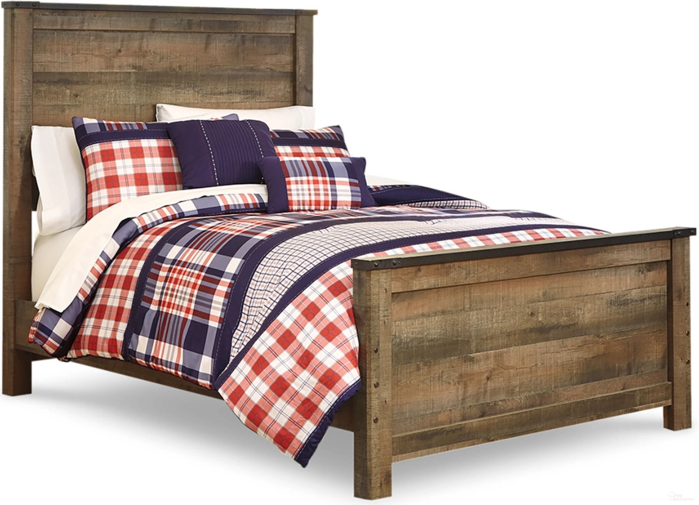 The appearance of Trinell Brown Full Panel Bed designed by Signature Design by Ashley in the transitional interior design. This brown piece of furniture  was selected by 1StopBedrooms from Trinell Collection to add a touch of cosiness and style into your home. Sku: B446-84;B446-87;B446-86. Bed Type: Panel Bed. Material: Wood. Bed Size: Full.