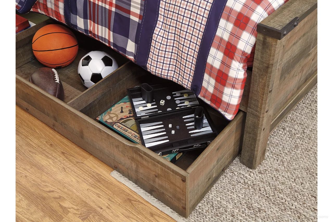 Trinell Full Bookcase Bed with Storage In Brown