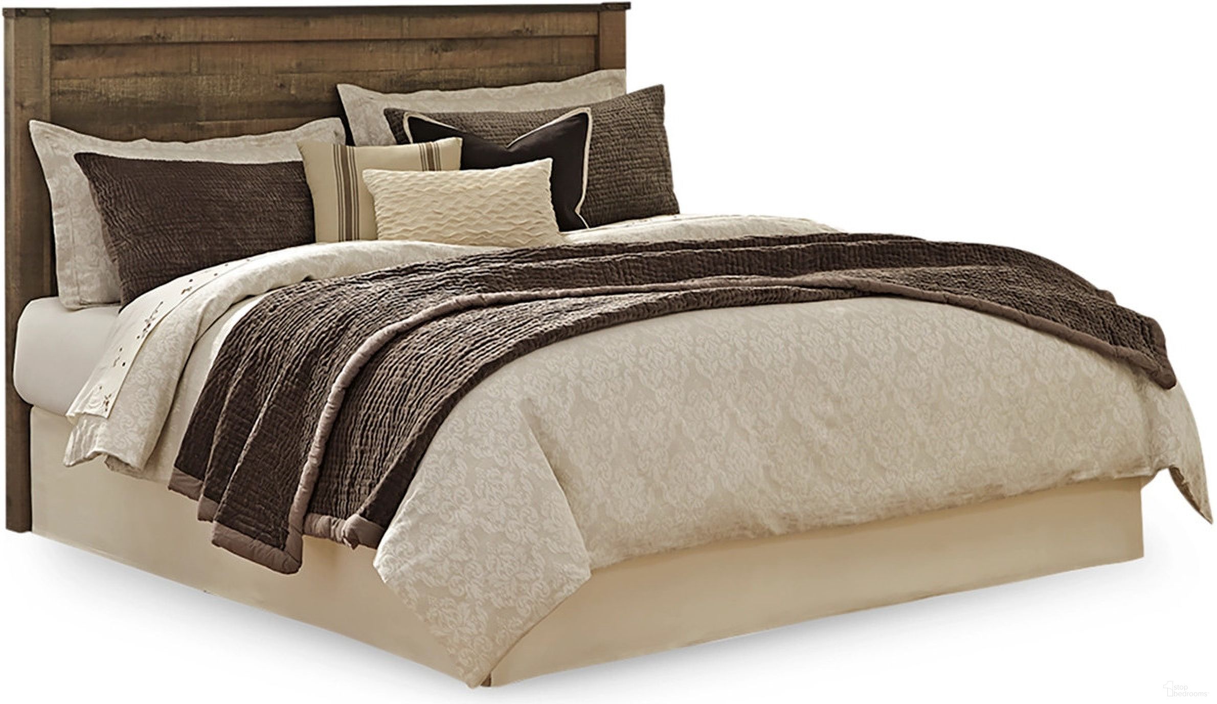 The appearance of Trinell Queen Panel Headboard In Brown designed by Signature Design by Ashley in the transitional interior design. This brown piece of furniture  was selected by 1StopBedrooms from Trinell Collection to add a touch of cosiness and style into your home. Sku: B446-57. Material: Wood. Bed Size: Queen.