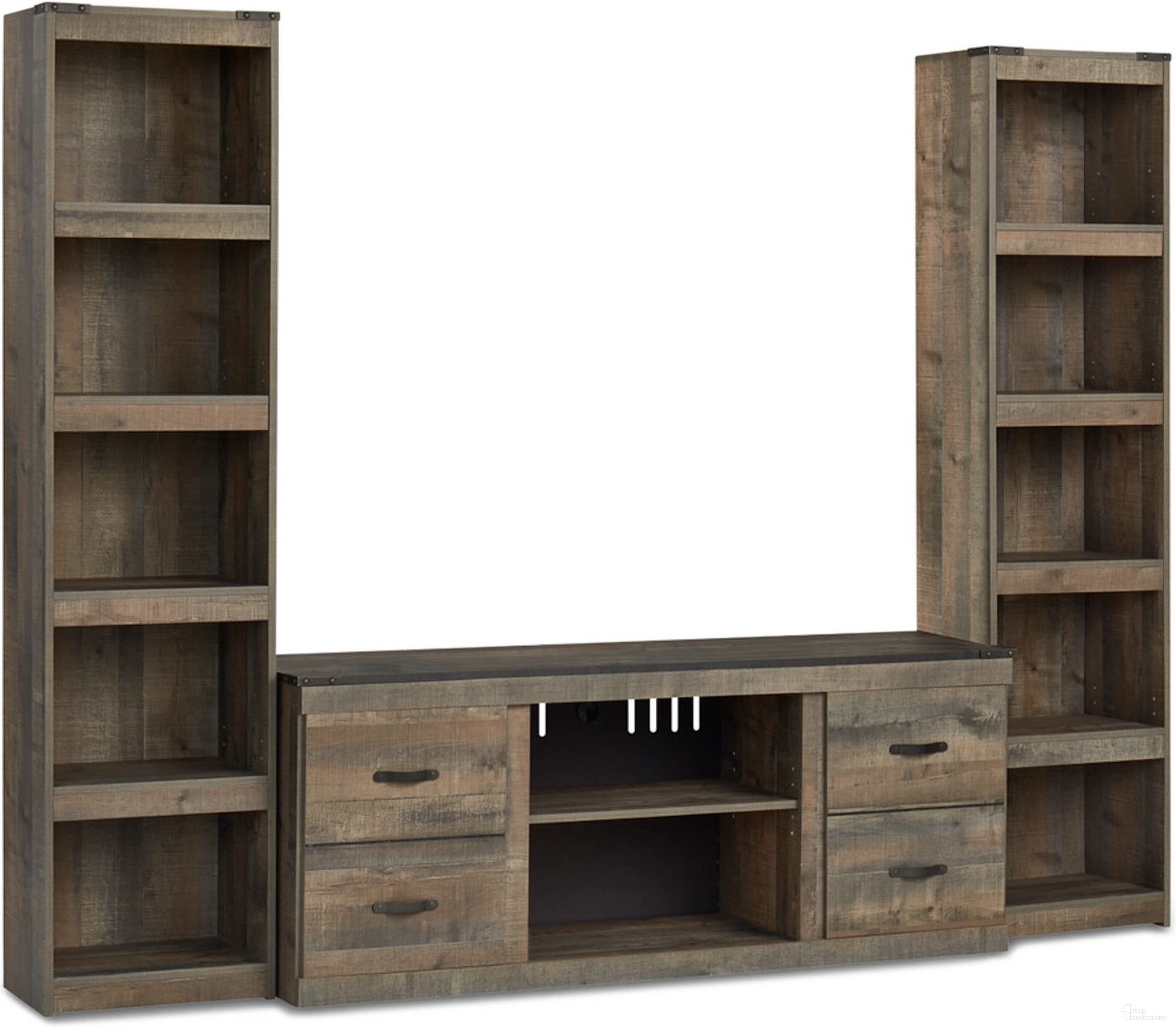 Trinell Rustic Brown 3 Piece Entertainment Center