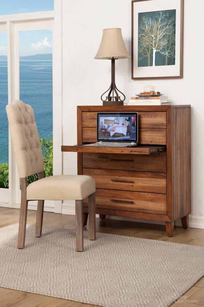 The appearance of Trinidad 5 Drawer Multifunction Chest Brown designed by Alpine in the modern / contemporary interior design. This brown piece of furniture was selected by 1StopBedrooms from Trinidad Collection to add a touch of cosiness and style into your home. Sku: 2500-05. Material: Wood Veneer.