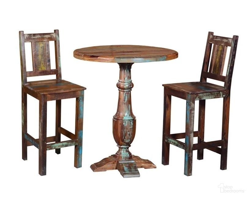 The appearance of Trinidad Round Home Bar Set In Multi designed by Moti in the transitional interior design. This multi piece of furniture was selected by 1StopBedrooms from Trinidad Collection to add a touch of cosiness and style into your home. Sku: 87006055;87011004. Material: Wood.