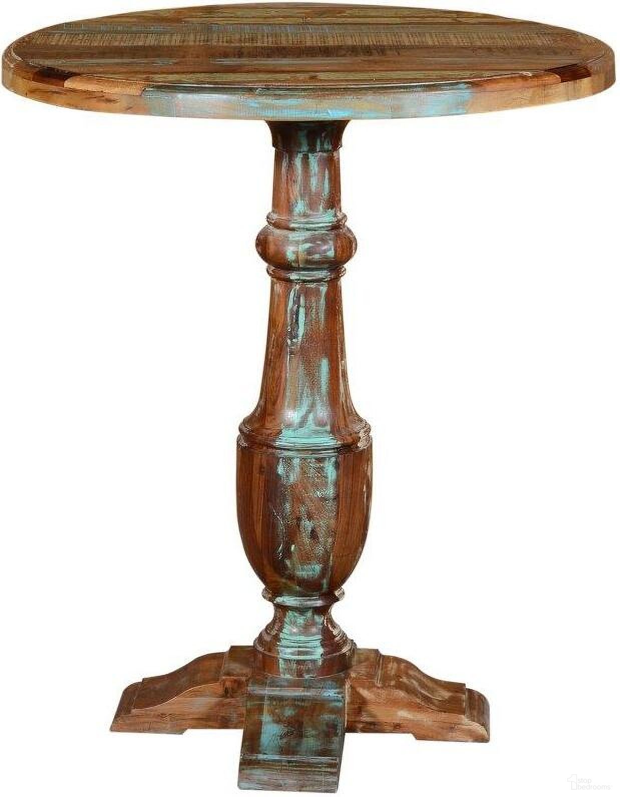 The appearance of Trinidad Round Pub Table In Multi designed by Moti in the transitional interior design. This multi piece of furniture  was selected by 1StopBedrooms from Trinidad Collection to add a touch of cosiness and style into your home. Sku: 87006055. Table Top Shape: Round. Material: Wood.