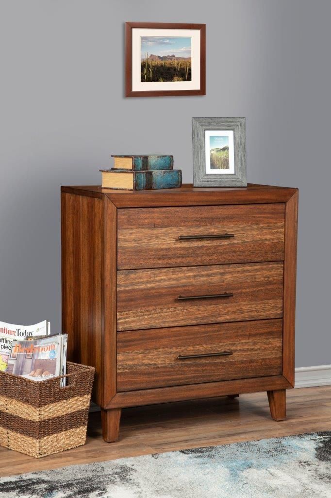 The appearance of Trinidad Small Chest In Brown designed by Alpine in the modern / contemporary interior design. This brown piece of furniture was selected by 1StopBedrooms from Trinidad Collection to add a touch of cosiness and style into your home. Sku: 2500-04. Material: Wood.