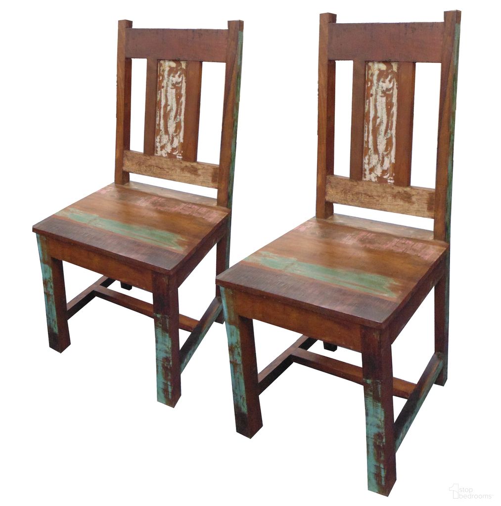 The appearance of Trinidad Wooden Dining Chair Set of 2 designed by Moti in the rustic / southwestern interior design. This brown and multi piece of furniture  was selected by 1StopBedrooms from Trinidad Collection to add a touch of cosiness and style into your home. Sku: 87011001SET. Material: Solid Wood. Chair Type: Side Chair.