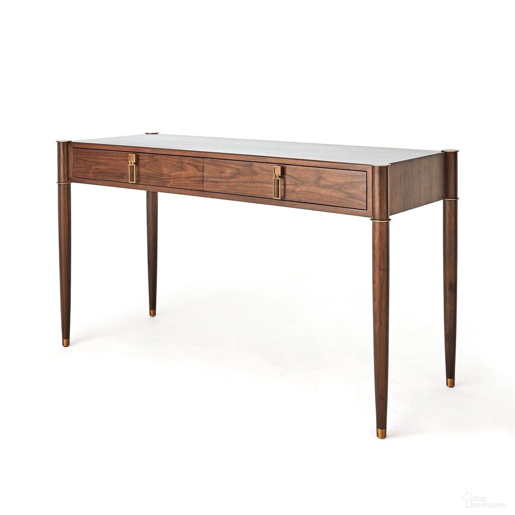 The appearance of Triple Curve Desk In Walnut designed by Global Views in the modern / contemporary interior design. This walnut piece of furniture  was selected by 1StopBedrooms from Triple Collection to add a touch of cosiness and style into your home. Sku: EN220009. Material: Brass.