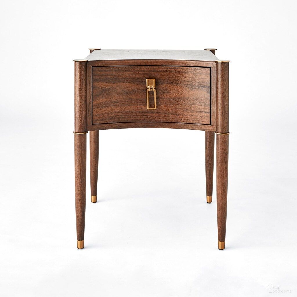 The appearance of Triple Curve Side Table In Walnut designed by Global Views in the modern / contemporary interior design. This walnut piece of furniture  was selected by 1StopBedrooms from Triple Collection to add a touch of cosiness and style into your home. Sku: EN220010. Material: Brass.
