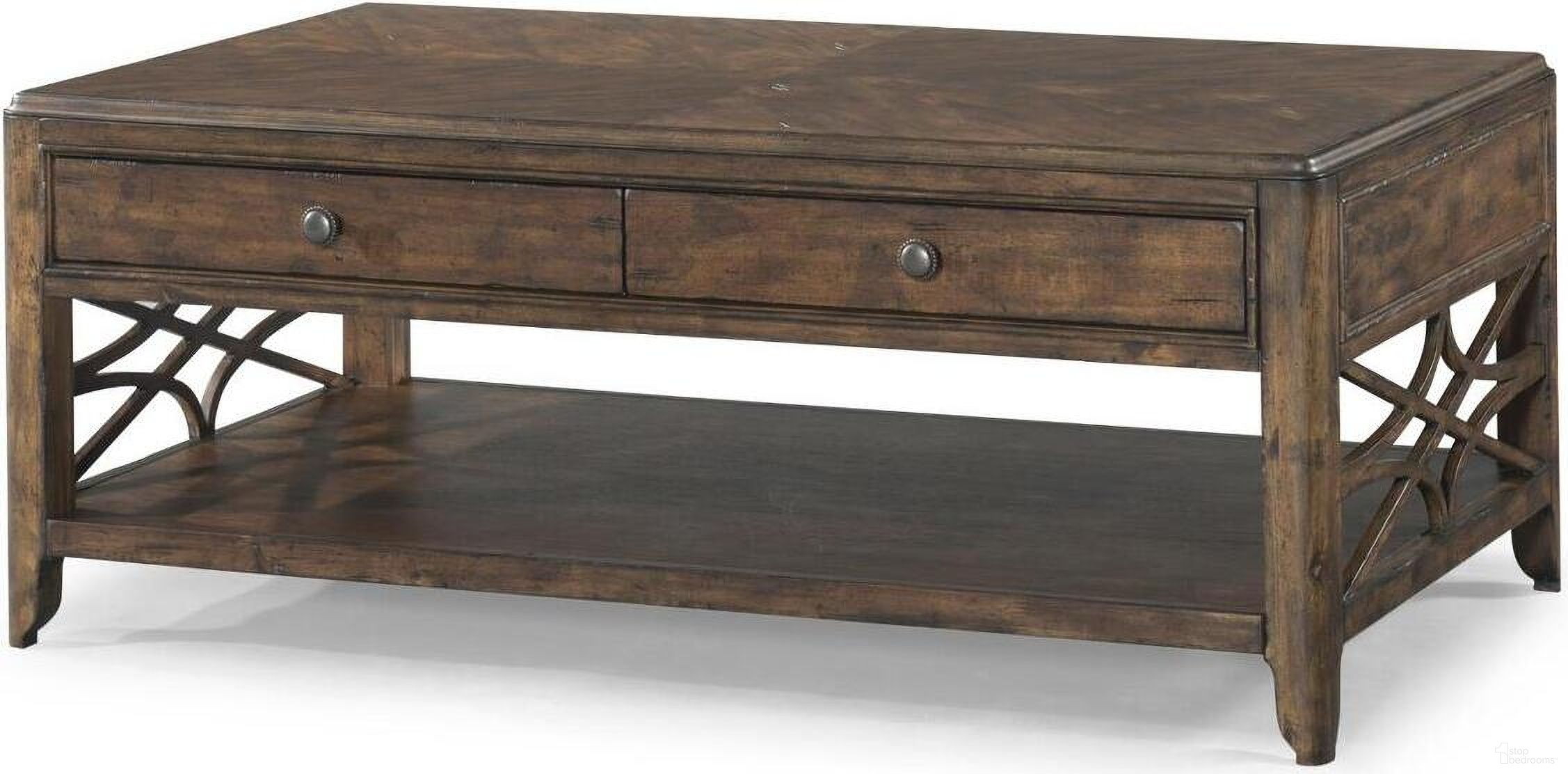 The appearance of Trisha Yearwood Home Georgia Rain Cocktail Table with Casters In Coffee designed by Legacy Classic in the traditional interior design. This coffee piece of furniture was selected by 1StopBedrooms from Trisha Yearwood Home Collection to add a touch of cosiness and style into your home. Sku: TY920-819. Material: Acacia.