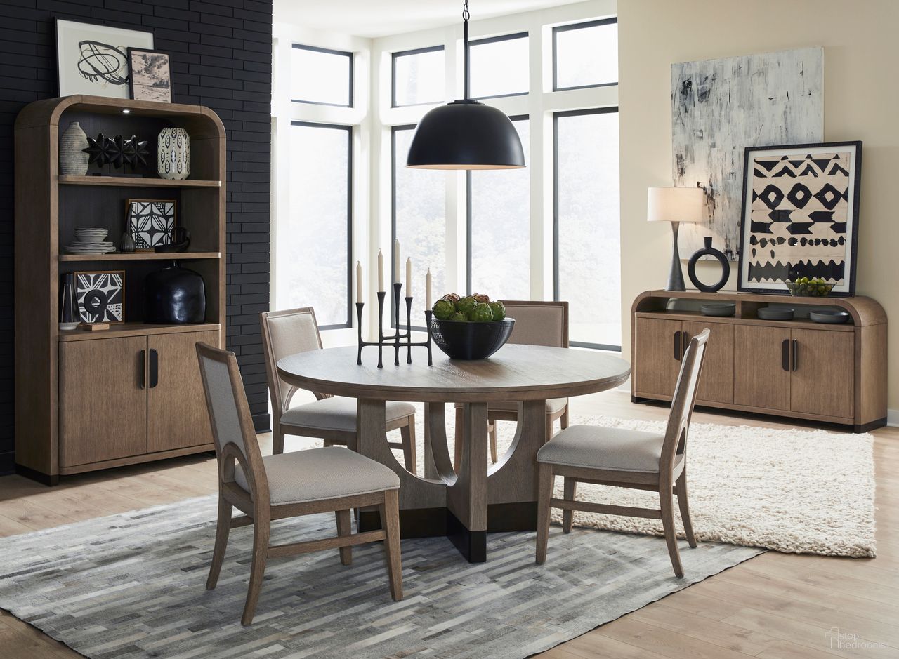 The appearance of Tristan Round Dining Set In Swiss Coffee designed by Magnussen in the modern / contemporary interior design. This swiss coffee piece of furniture was selected by 1StopBedrooms from Tristan Collection to add a touch of cosiness and style into your home. Sku: D5878-23;D5878-64. Table Top Shape: Round. Size: 60". Material: Hardwood.