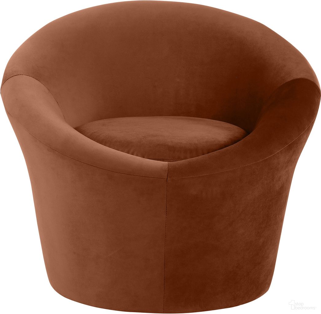 Tristan Velvet Accent Chair In Cognac Velvet