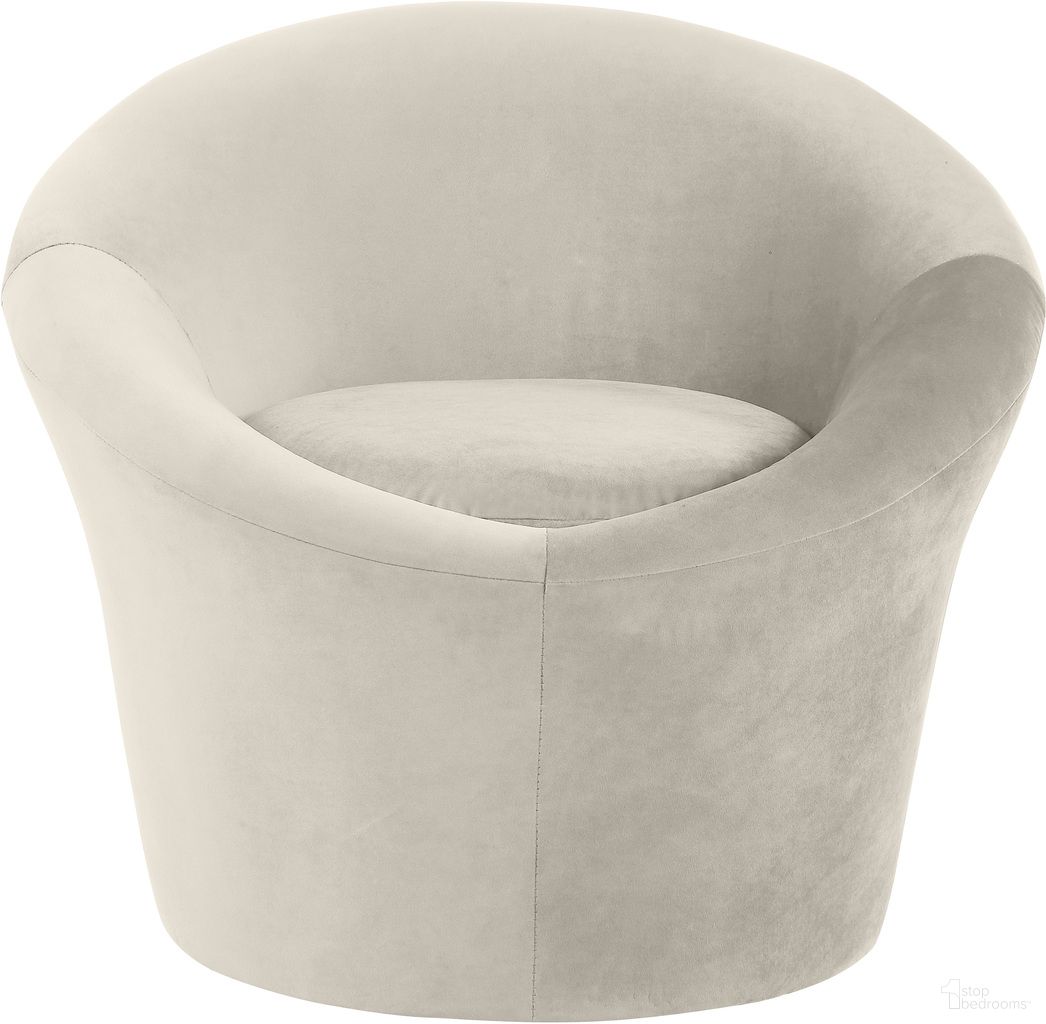 The appearance of Tristan Velvet Accent Chair In Cream Velvet designed by Meridian in the modern / contemporary interior design. This cream velvet piece of furniture was selected by 1StopBedrooms from Tristan Collection to add a touch of cosiness and style into your home. Sku: 33015Cream. Material: Velvet.