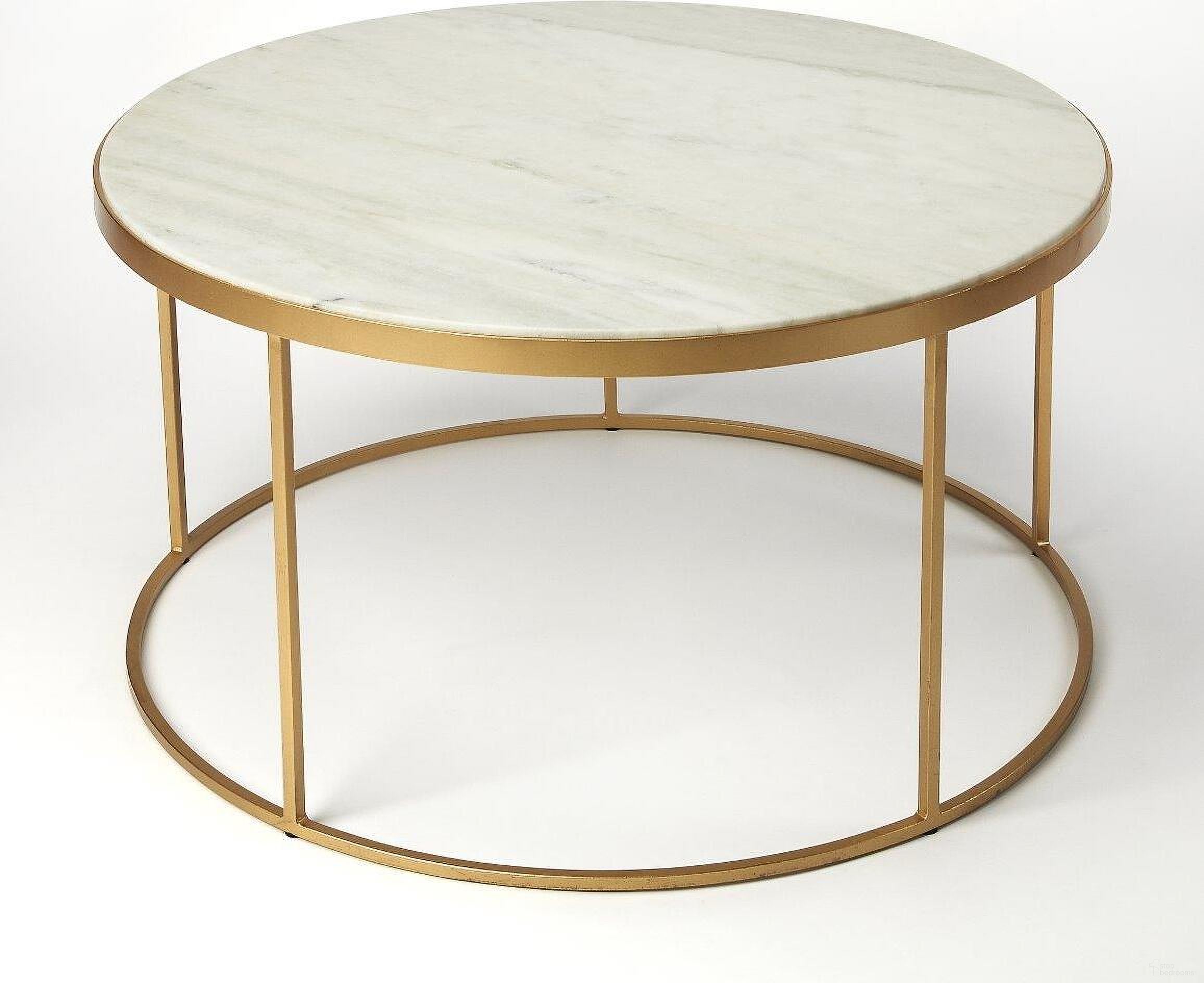 Triton White Marble Coffee Table In Multicolor