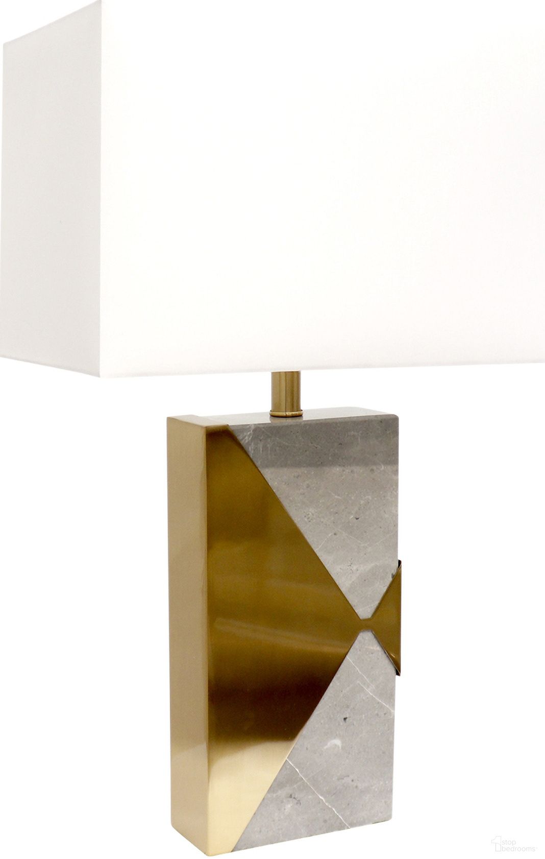 Triumph Collection Marble and Metal Modern Table Lamp In White and Gold