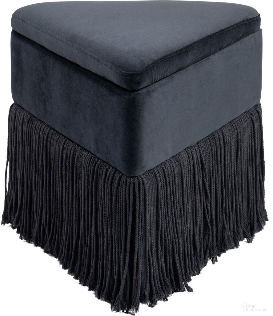 Trivoli Velvet Ottoman and Stool In Black Velvet