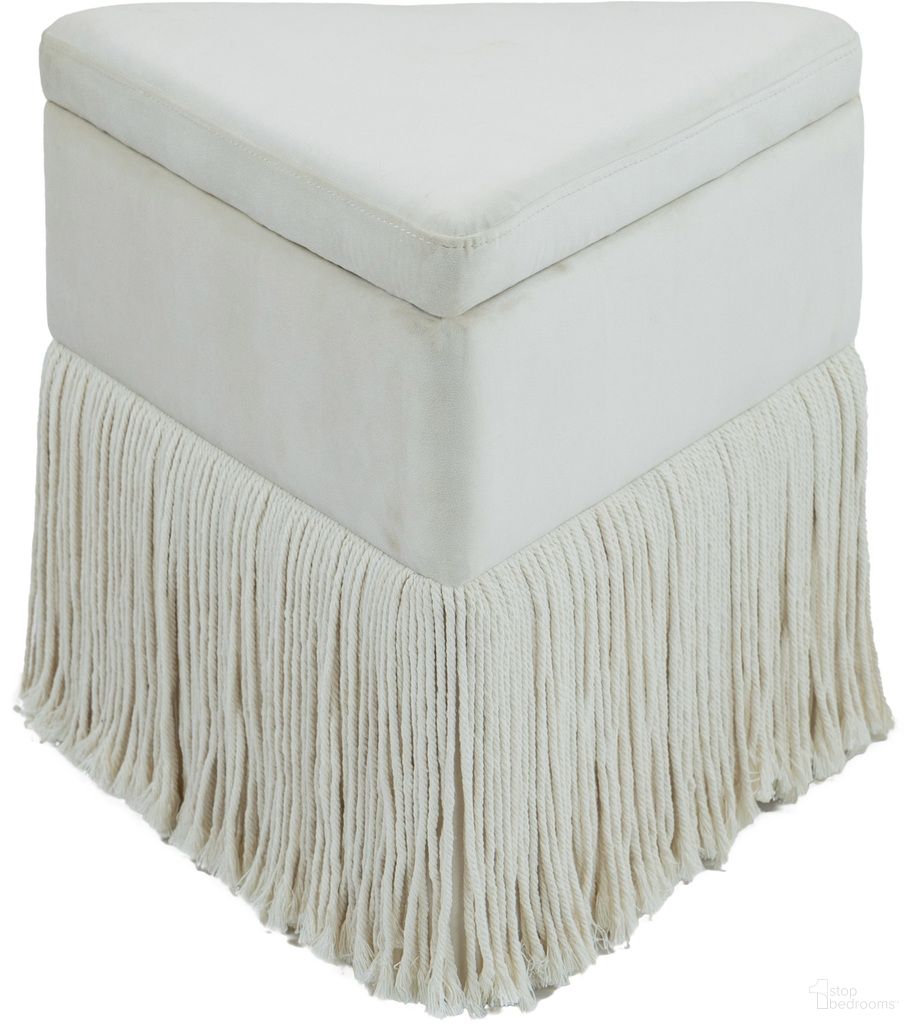 Trivoli Velvet Ottoman and Stool In Cream Velvet