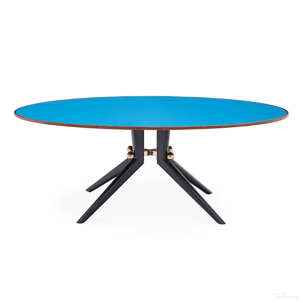 The appearance of Trocadero Dining Table In Turquoise designed by Jonathan Adler in the modern / contemporary interior design. This turquoise piece of furniture  was selected by 1StopBedrooms from Trocadero Collection to add a touch of cosiness and style into your home. Sku: 29899. Table Base Style: Legs. Table Top Shape: Round. Material: Glass. Size: 48" x 78".