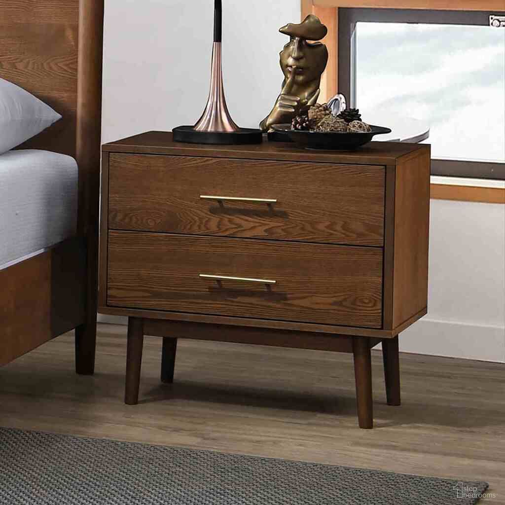 The appearance of Tromso Nightstand In Walnut designed by Furniture of America in the modern / contemporary interior design. This walnut piece of furniture  was selected by 1StopBedrooms from Tromso Collection to add a touch of cosiness and style into your home. Sku: FM7220WN-N. Material: Solid Wood.